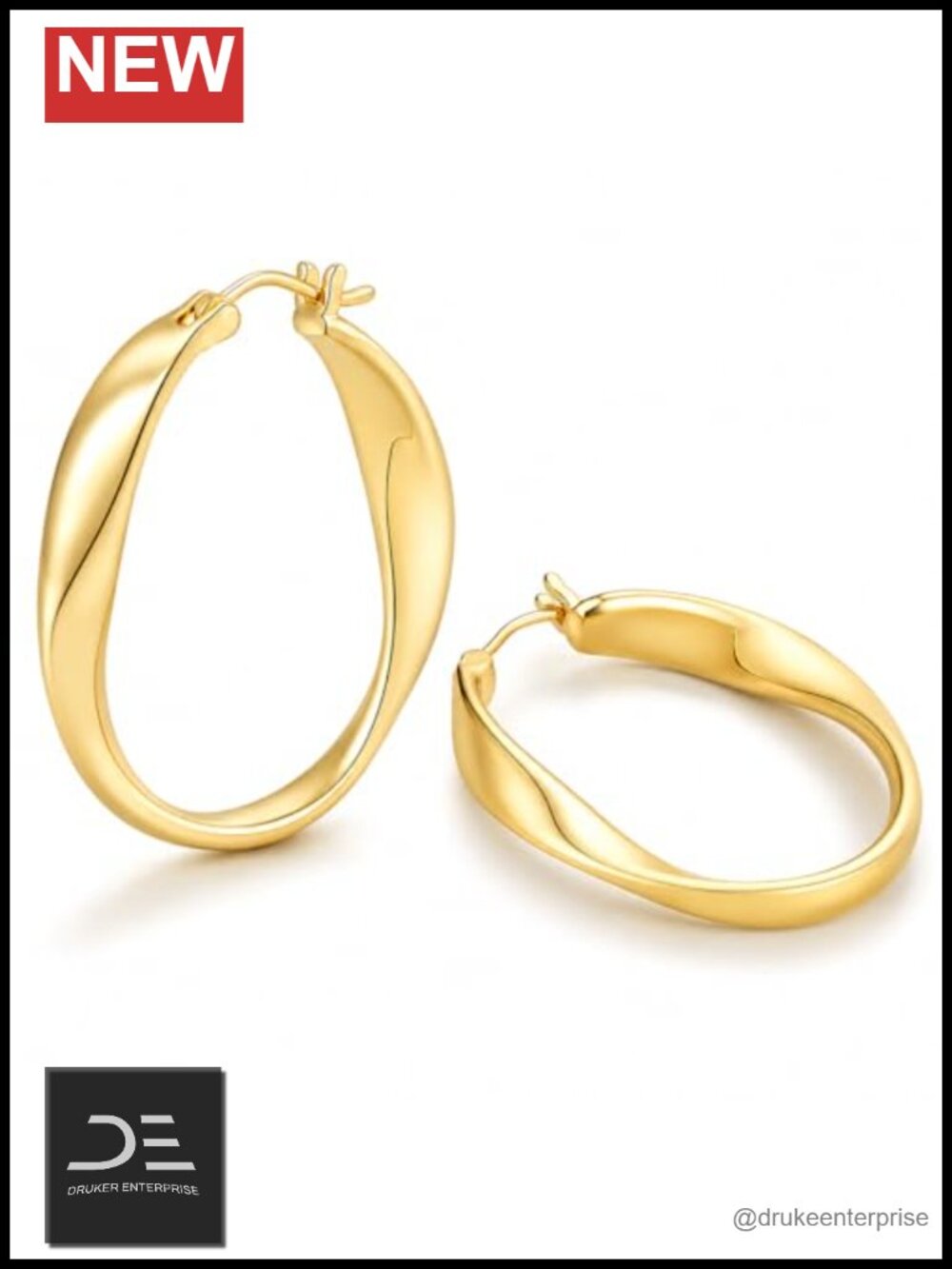 14K Gold Twisted Wave Hoop Earrings Hypoallergenic Lightweight Women Jewelry